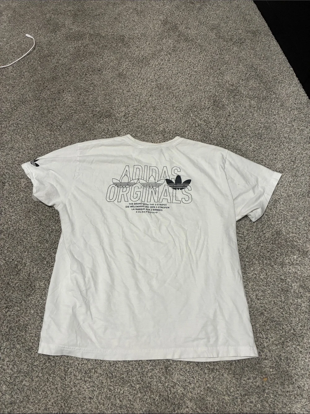 adidas White Short-Sleeve Tee with Black Logo